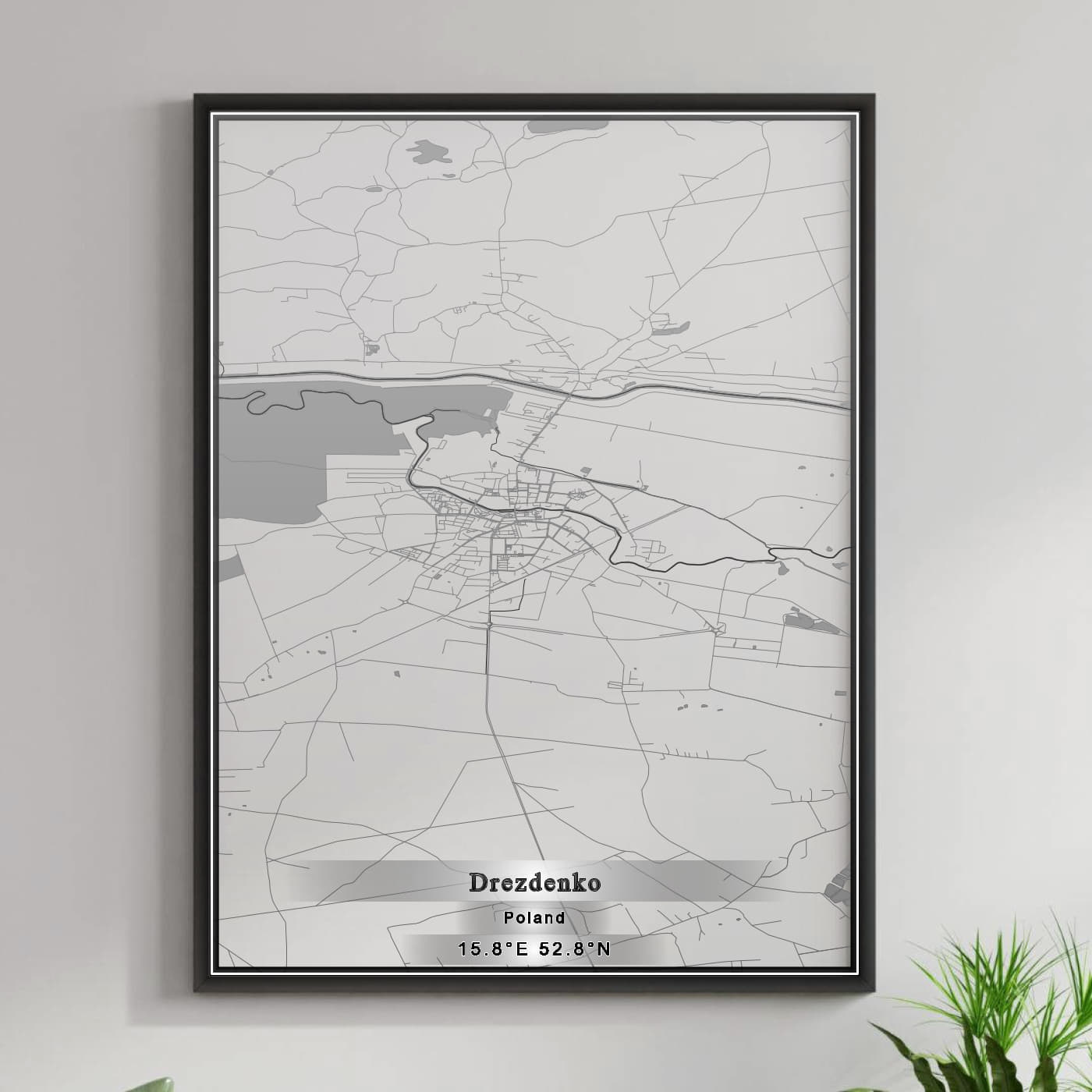 ROAD MAP OF DREZDENKO, POLAND BY MAPBAKES