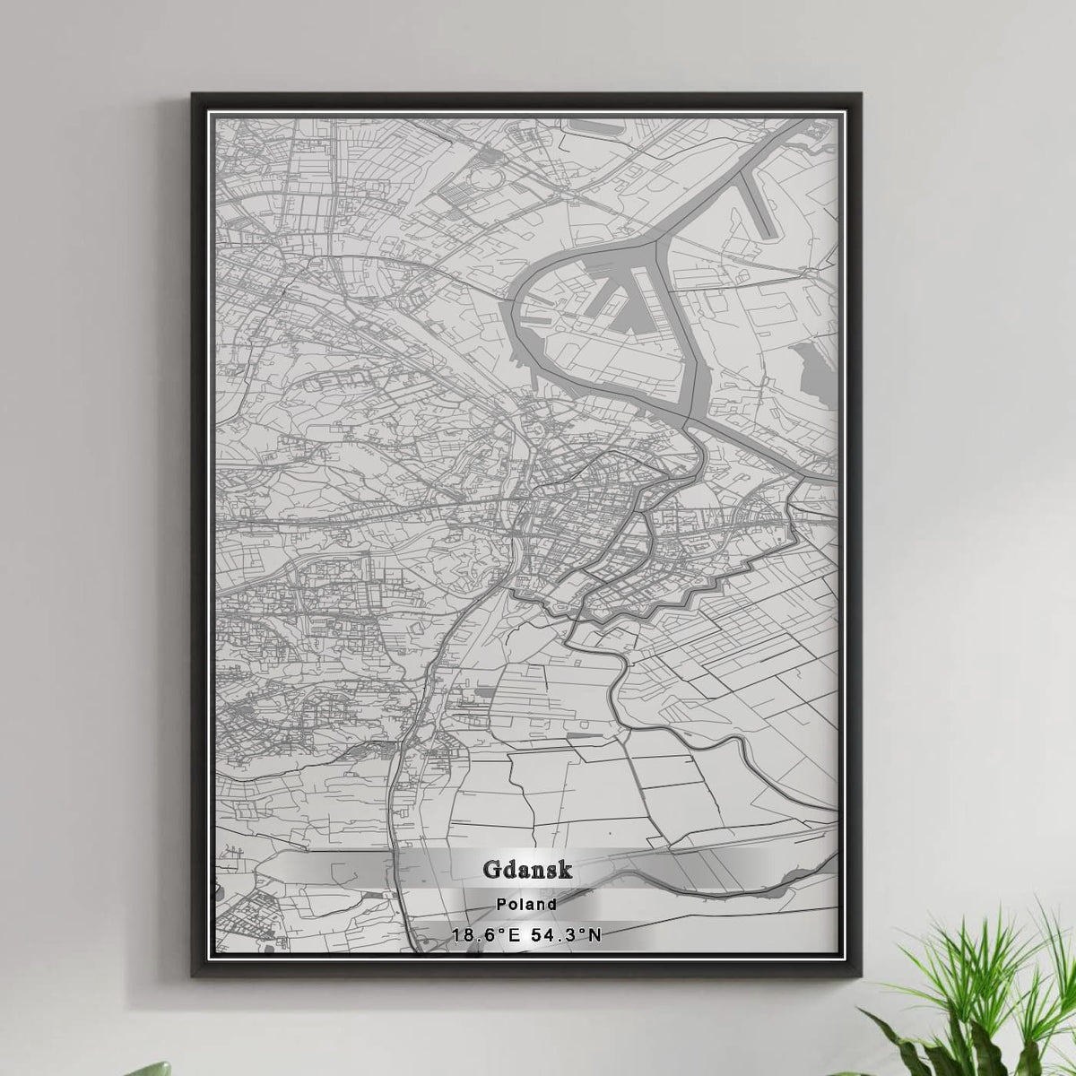 ROAD MAP OF GDANSK, POLAND BY MAPBAKES