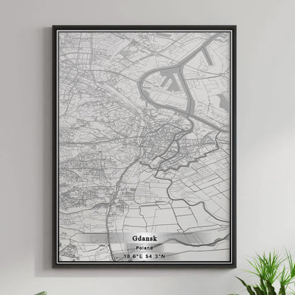 ROAD MAP OF GDANSK, POLAND BY MAPBAKES