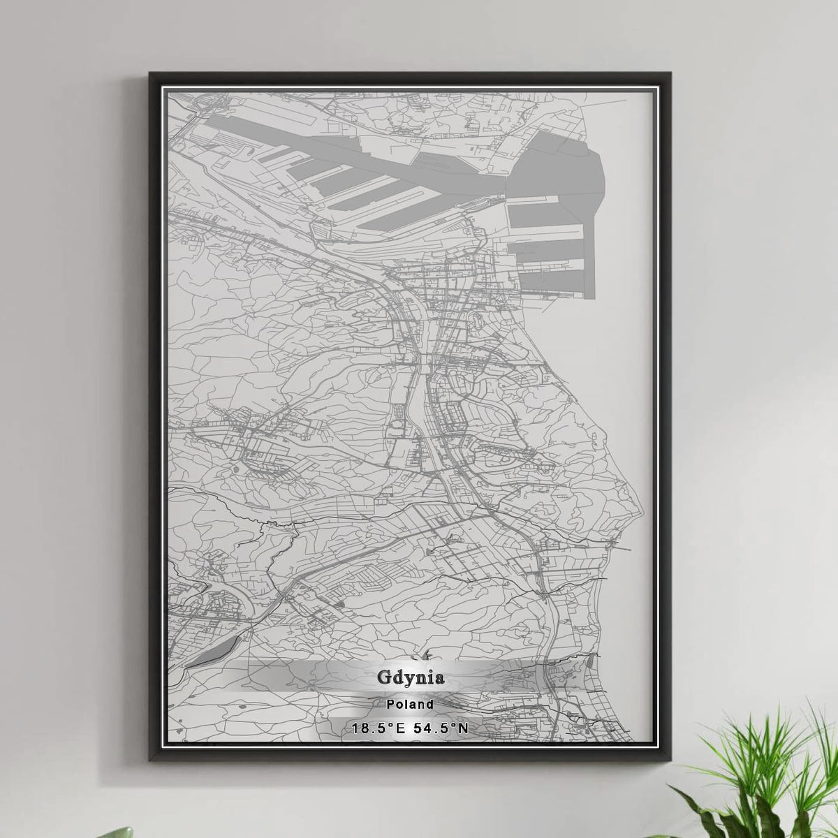 ROAD MAP OF GDYNIA, POLAND BY MAPBAKES