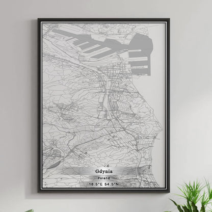 ROAD MAP OF GDYNIA, POLAND BY MAPBAKES