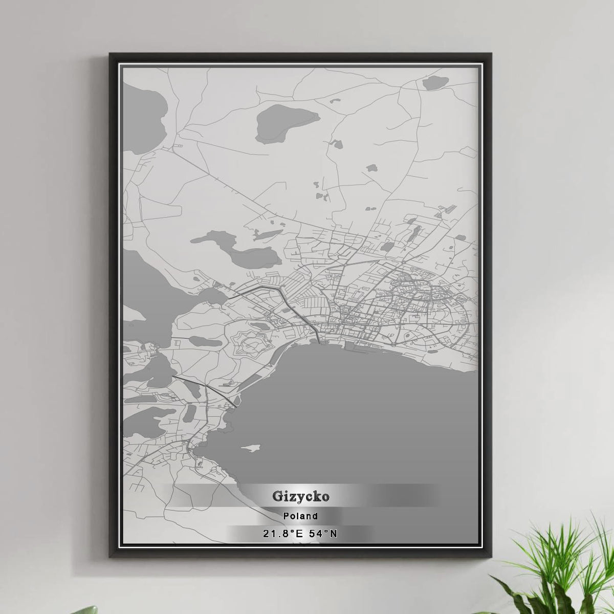 ROAD MAP OF GIZYCKO, POLAND BY MAPBAKES