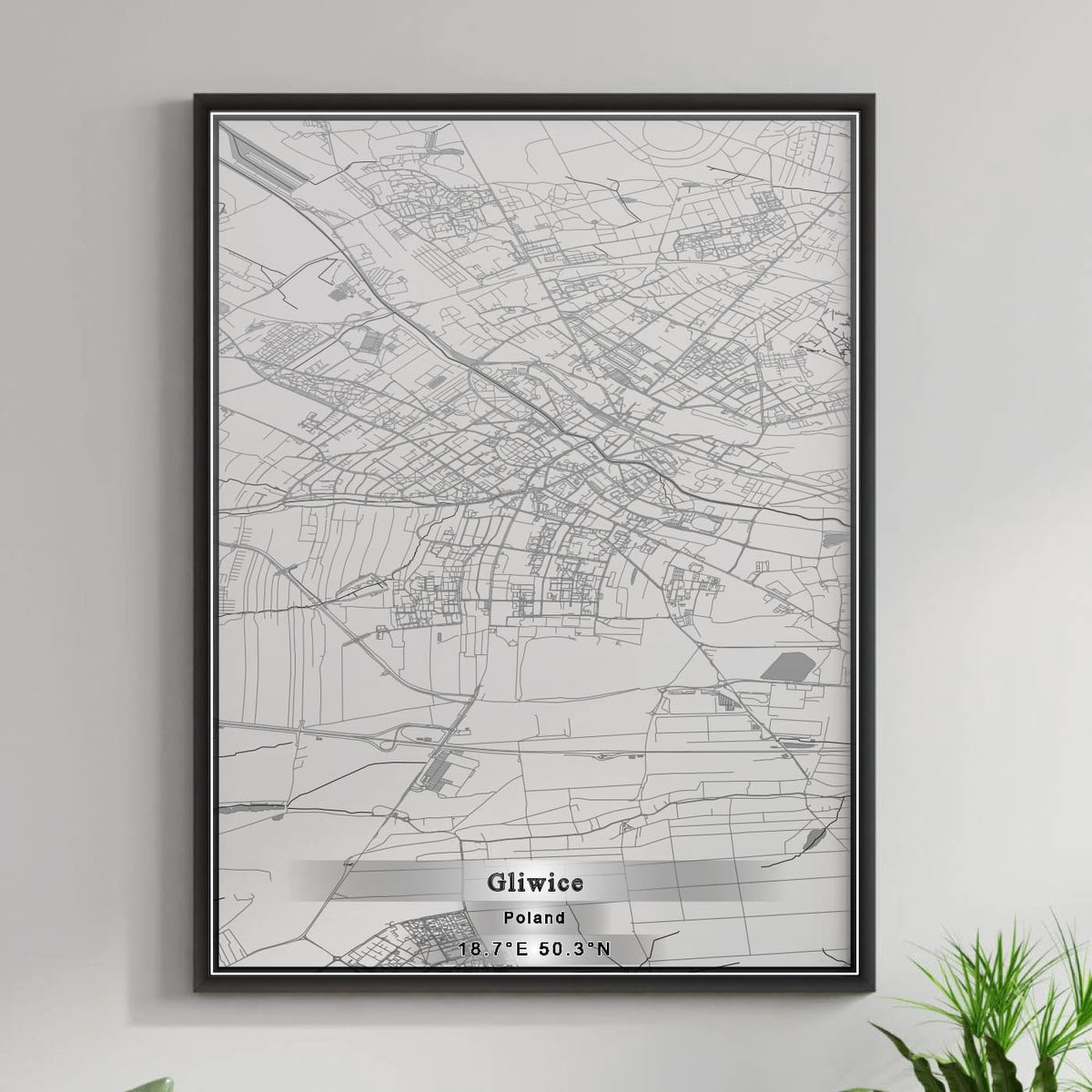 ROAD MAP OF GLOGOW, POLAND BY MAPBAKES