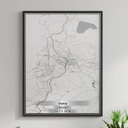 ROAD MAP OF GUBIN, POLAND BY MAPBAKES