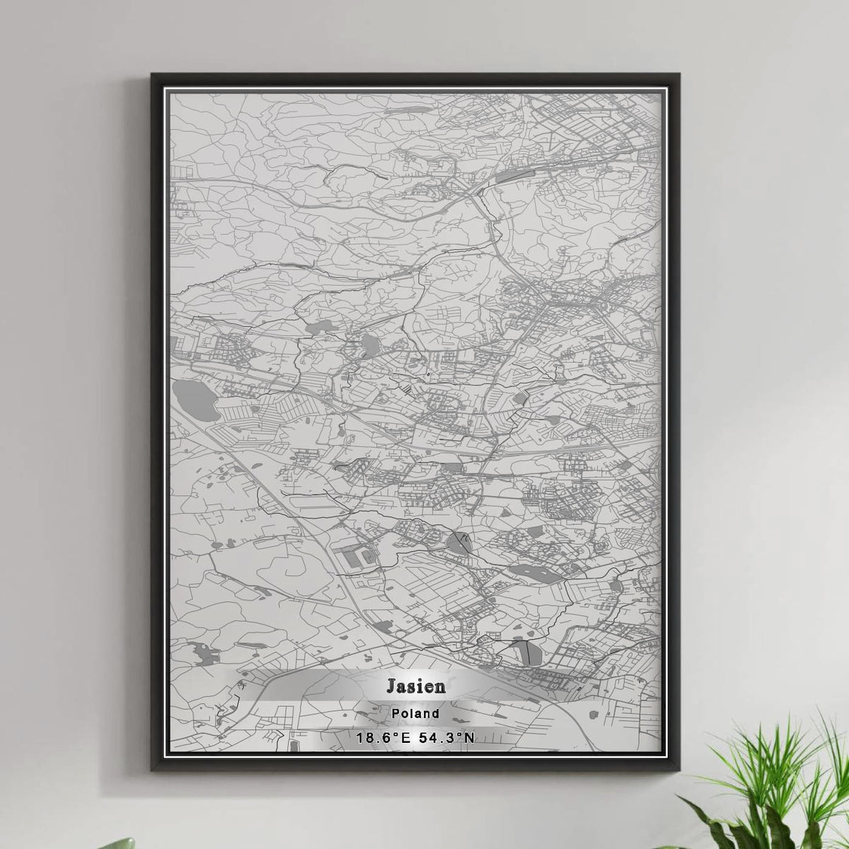 ROAD MAP OF JASIEN, POLAND BY MAPBAKES