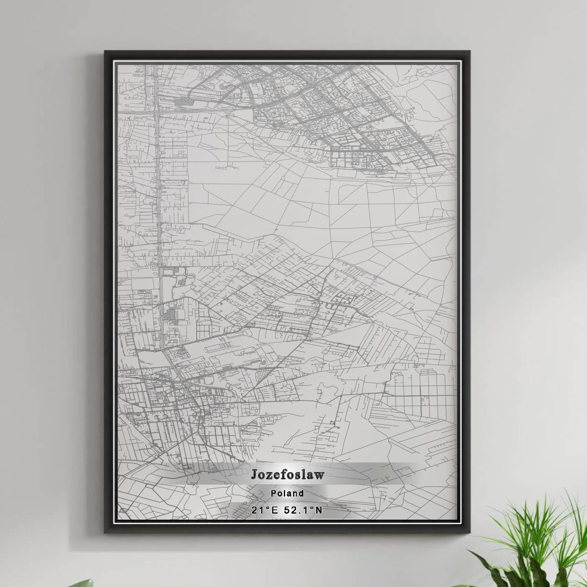 ROAD MAP OF JOZEFOSLAW, POLAND BY MAPBAKES