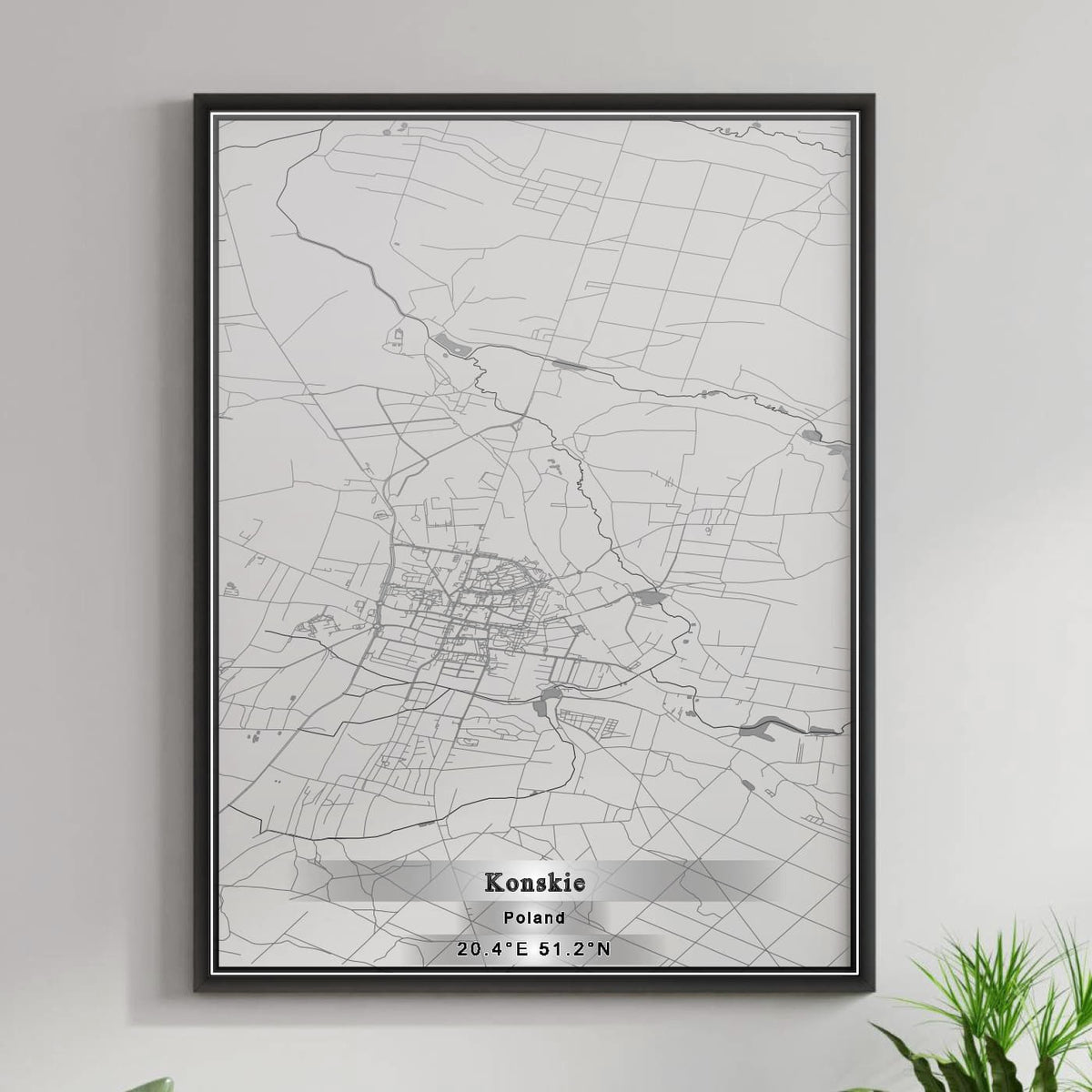 ROAD MAP OF KONSKIE, POLAND BY MAPBAKES