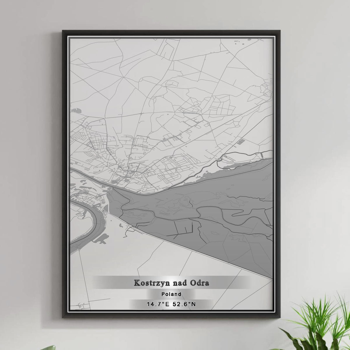 ROAD MAP OF KOSTRZYN NAD ODRA, POLAND BY MAPBAKES
