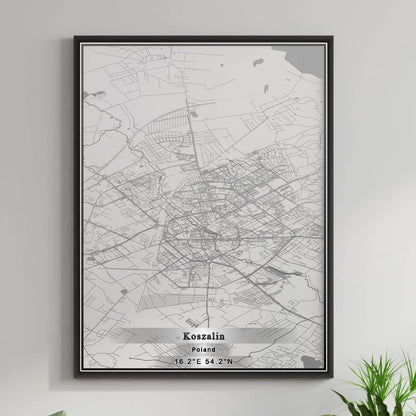 ROAD MAP OF KOSZALIN, POLAND BY MAPBAKES