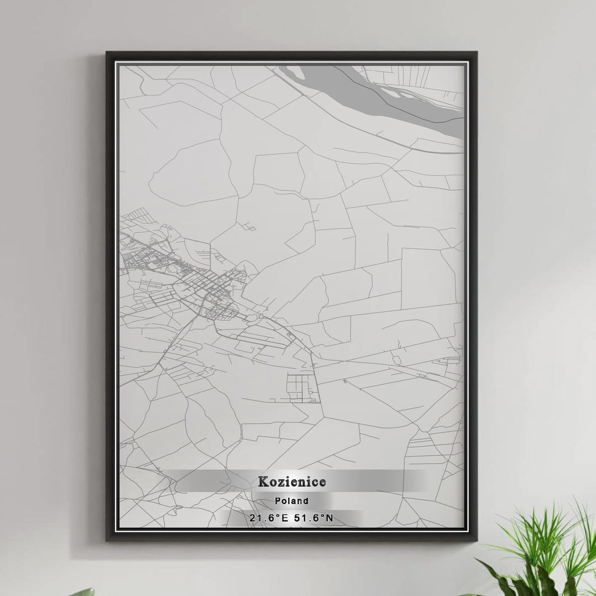 ROAD MAP OF KOZIENICE, POLAND BY MAPBAKES