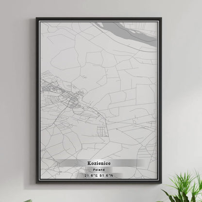 ROAD MAP OF KOZIENICE, POLAND BY MAPBAKES