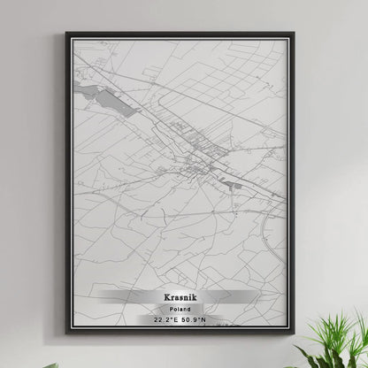 ROAD MAP OF KRASNIK, POLAND BY MAPBAKES
