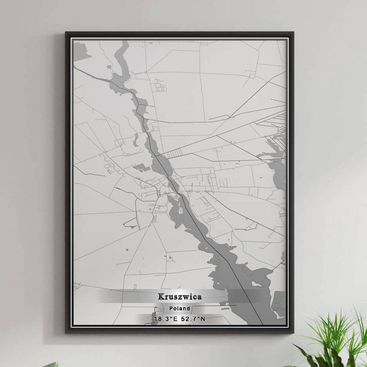 ROAD MAP OF KRUSZWICA, POLAND BY MAPBAKES