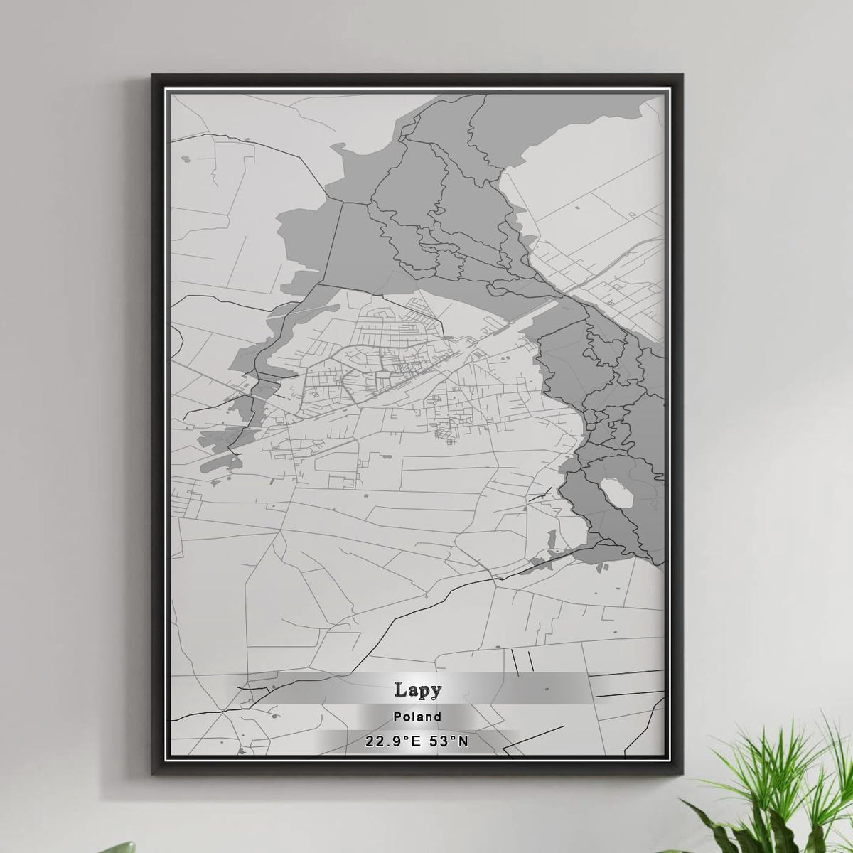 ROAD MAP OF LAPY, POLAND BY MAPBAKES