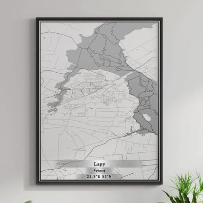 ROAD MAP OF LAPY, POLAND BY MAPBAKES