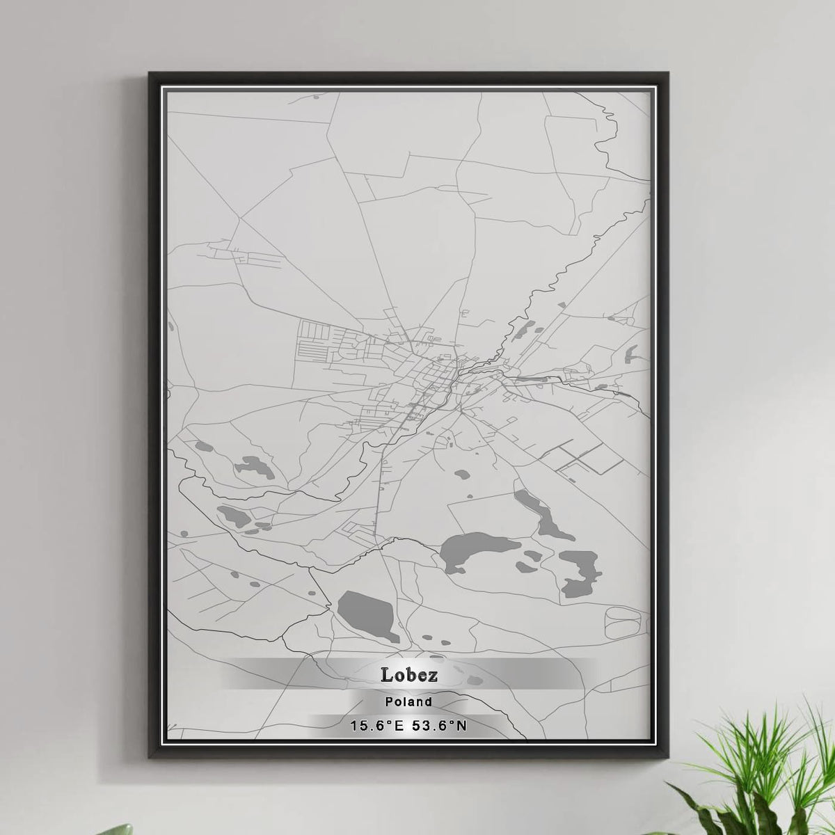 ROAD MAP OF LOBEZ, POLAND BY MAPBAKES