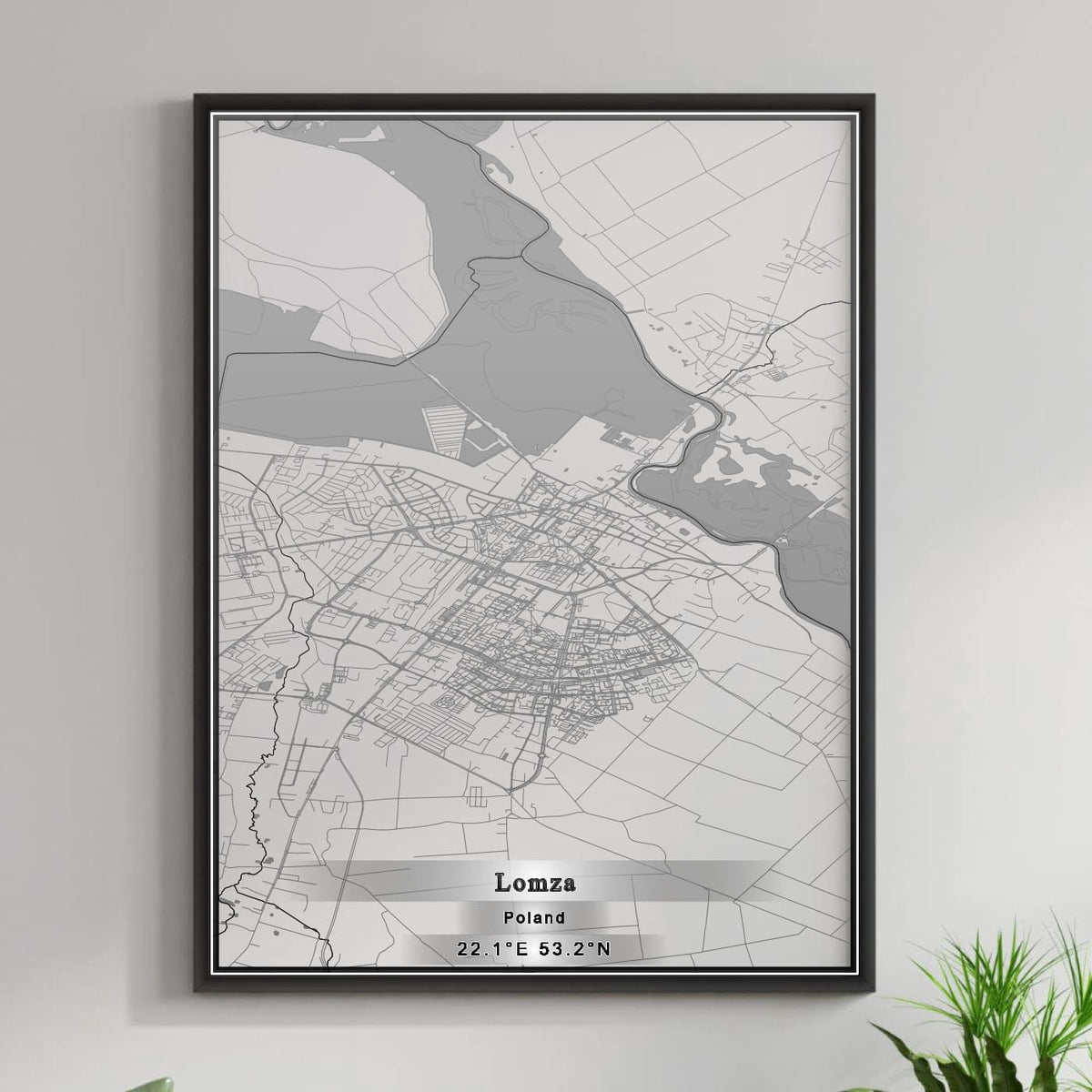 ROAD MAP OF LOMZA, POLAND BY MAPBAKES