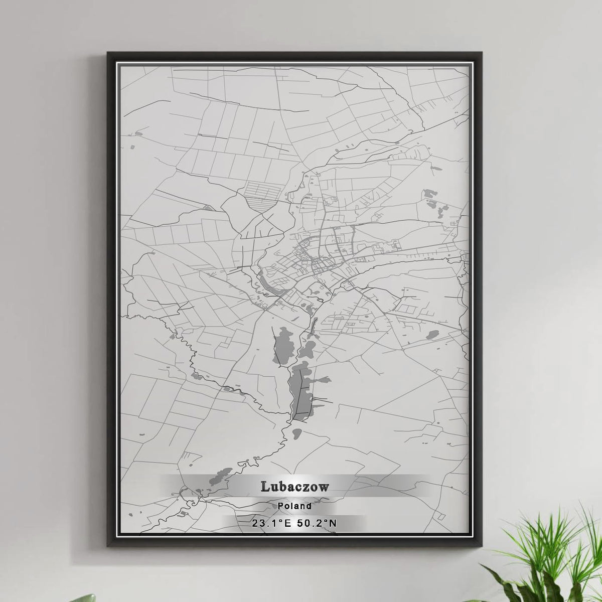 ROAD MAP OF LUBACZOW, POLAND BY MAPBAKES