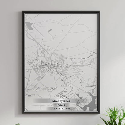 ROAD MAP OF MIEDZYRZECZ, POLAND BY MAPBAKES