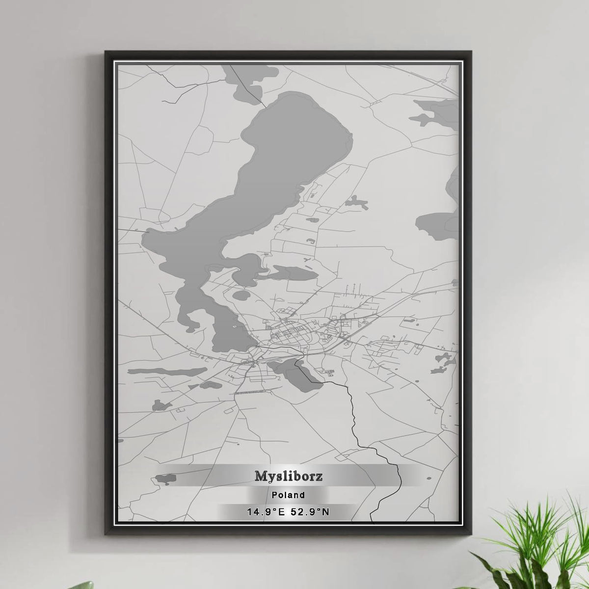 ROAD MAP OF MYSLIBORZ, POLAND BY MAPBAKES