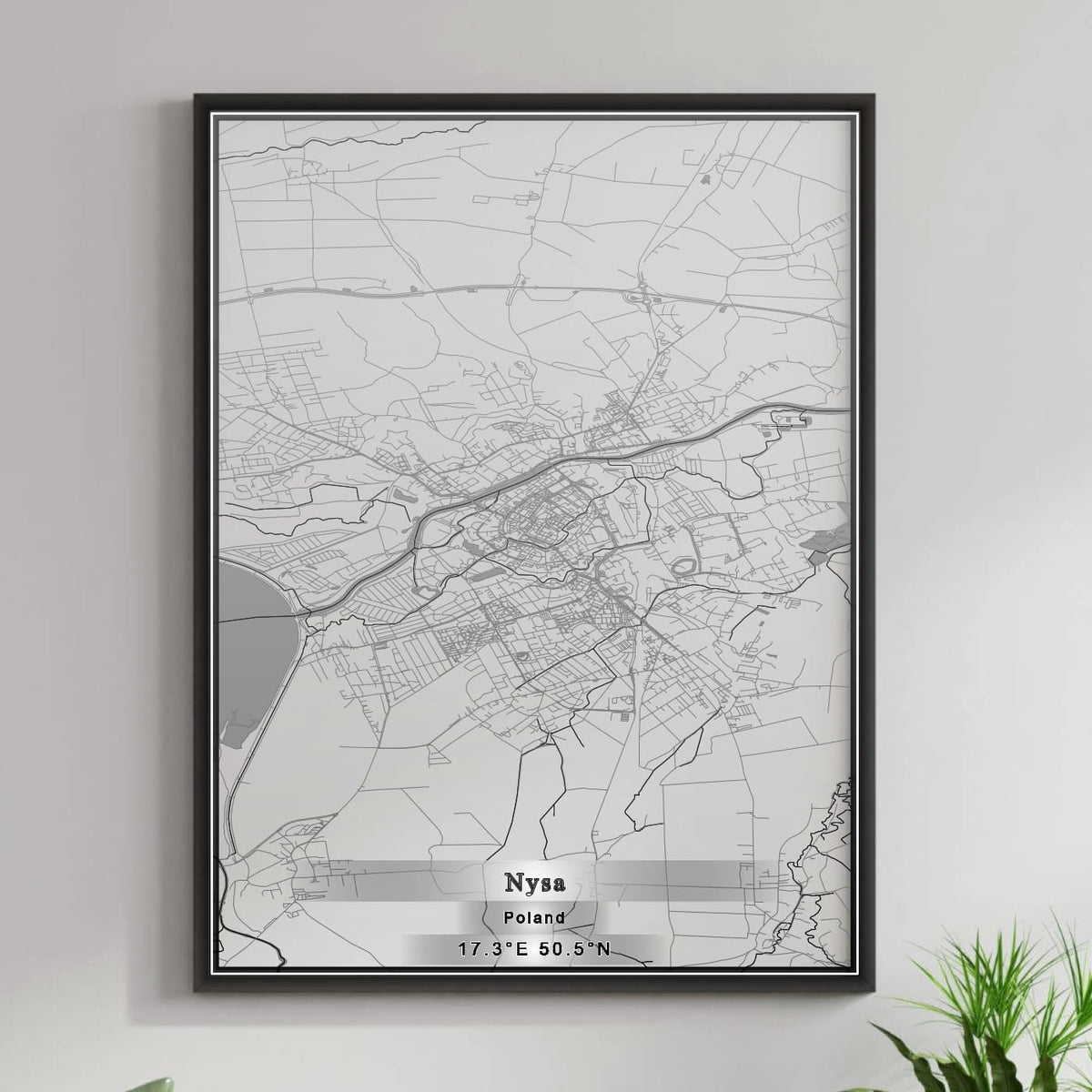 ROAD MAP OF NYSA, POLAND BY MAPBAKES