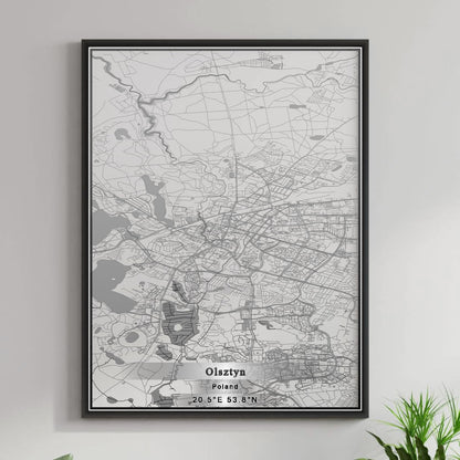 ROAD MAP OF OLSZTYN, POLAND BY MAPBAKES
