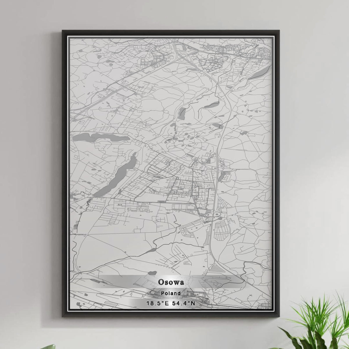 ROAD MAP OF OSOWA, POLAND BY MAPBAKES