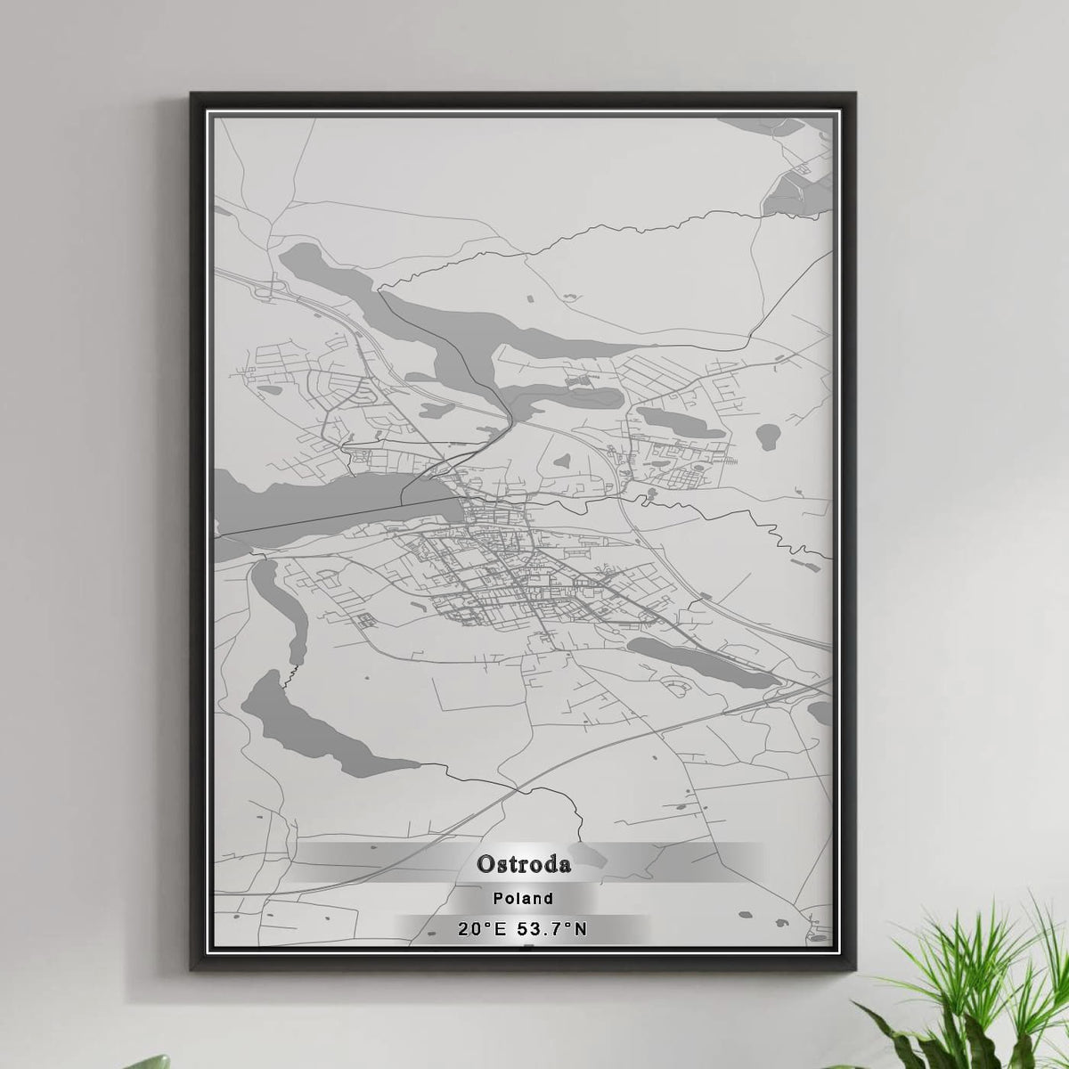 ROAD MAP OF OSTRODA, POLAND BY MAPBAKES