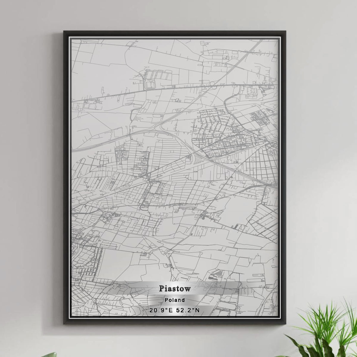 ROAD MAP OF PIASTOW, POLAND BY MAPBAKES