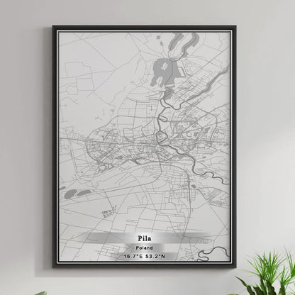ROAD MAP OF PILA, POLAND BY MAPBAKES