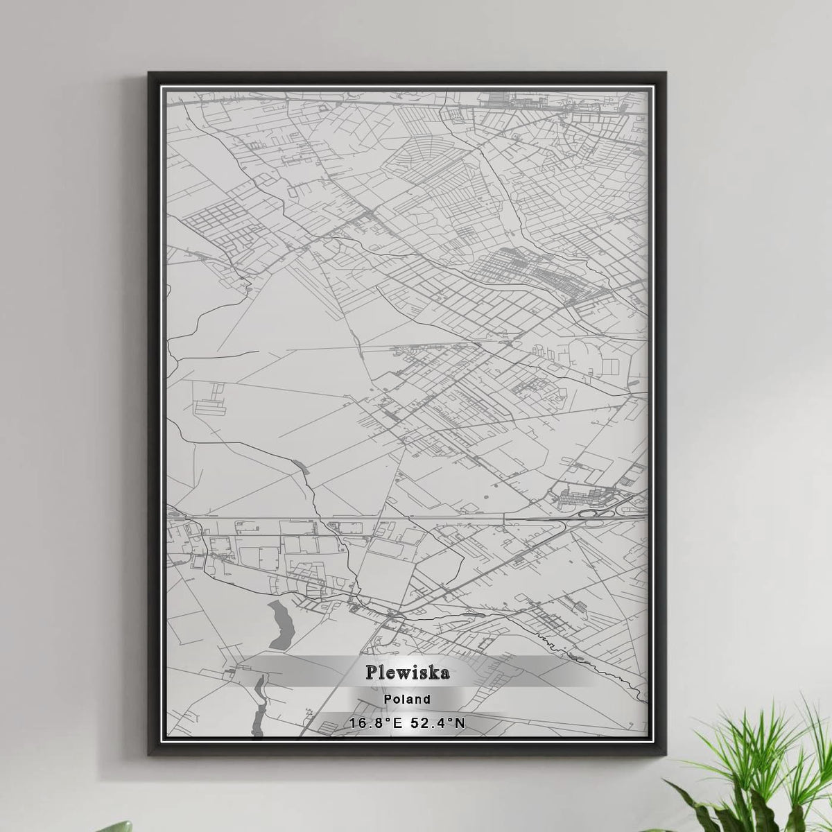 ROAD MAP OF PLEWISKA, POLAND BY MAPBAKES
