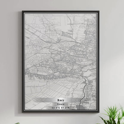 ROAD MAP OF RURY, POLAND BY MAPBAKES