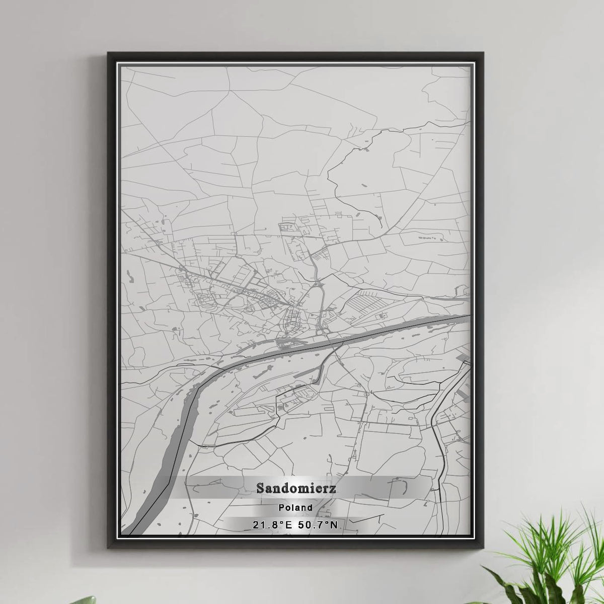 ROAD MAP OF SANDOMIERZ, POLAND BY MAPBAKES