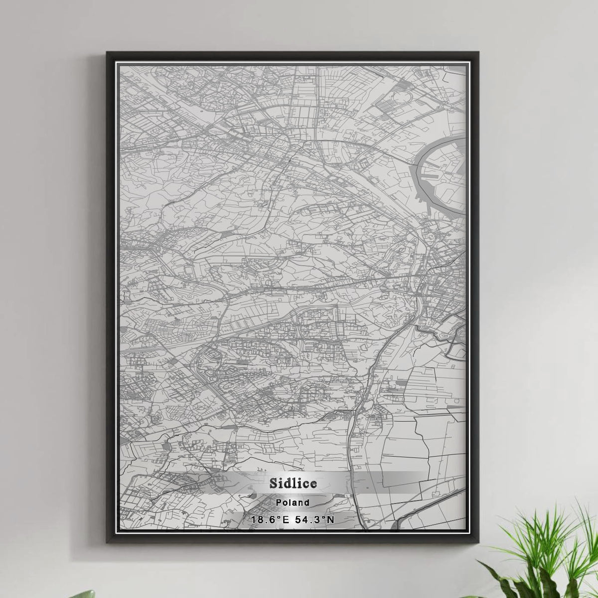ROAD MAP OF SIDLICE, POLAND BY MAPBAKES