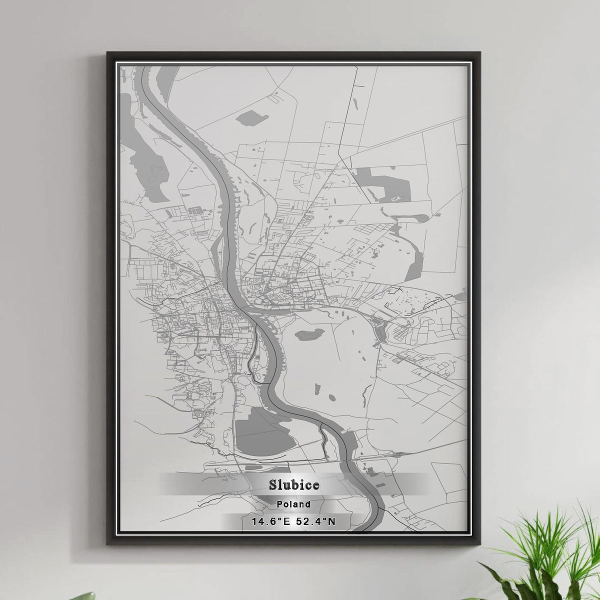 ROAD MAP OF SLUBICE, POLAND BY MAPBAKES