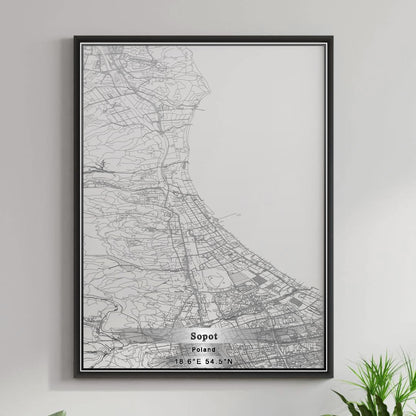ROAD MAP OF SOPOT, POLAND BY MAPBAKES