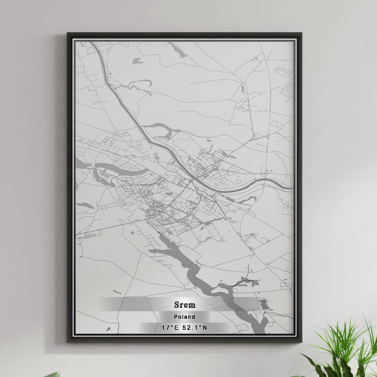 ROAD MAP OF SREM, POLAND BY MAPBAKES