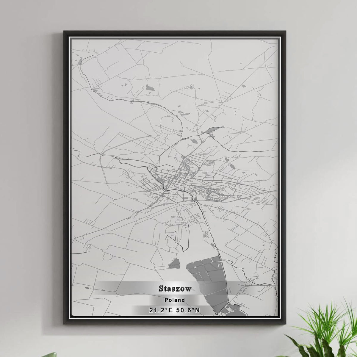 ROAD MAP OF STASZOW, POLAND BY MAPBAKES