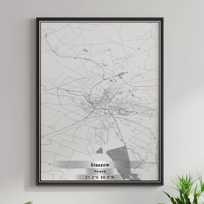 ROAD MAP OF STASZOW, POLAND BY MAPBAKES