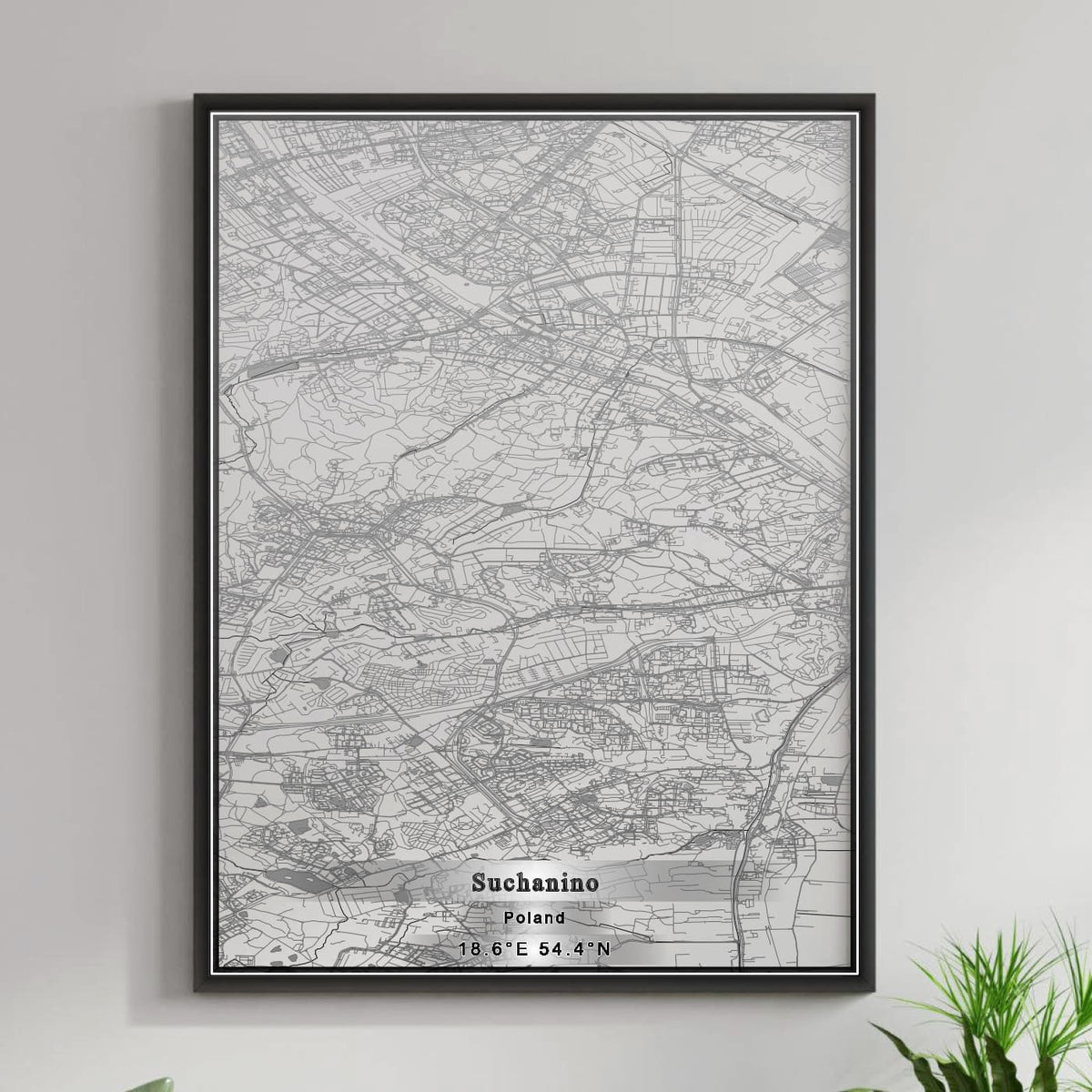 ROAD MAP OF SUCHANINO, POLAND BY MAPBAKES