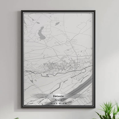 ROAD MAP OF SWIECIE, POLAND BY MAPBAKES