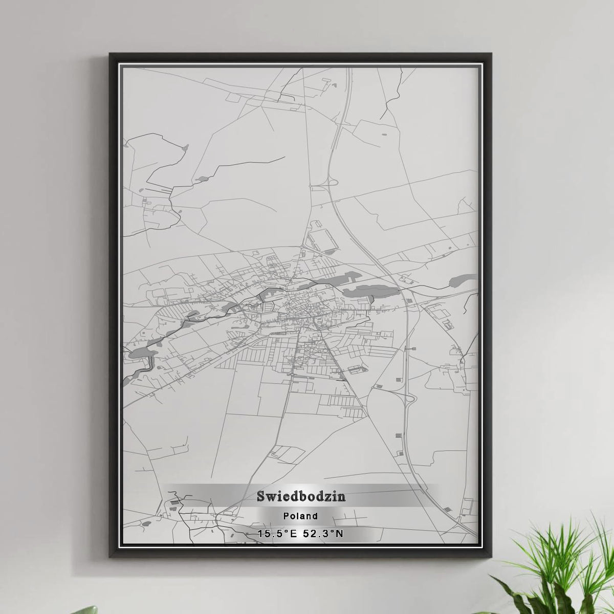 ROAD MAP OF SWIEDBODZIN, POLAND BY MAPBAKES
