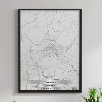 ROAD MAP OF TRZEBNICA, POLAND BY MAPBAKES