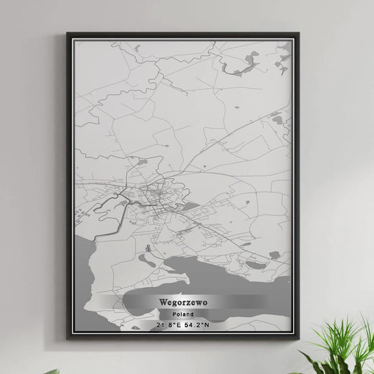 ROAD MAP OF WEGORZEWO, POLAND BY MAPBAKES