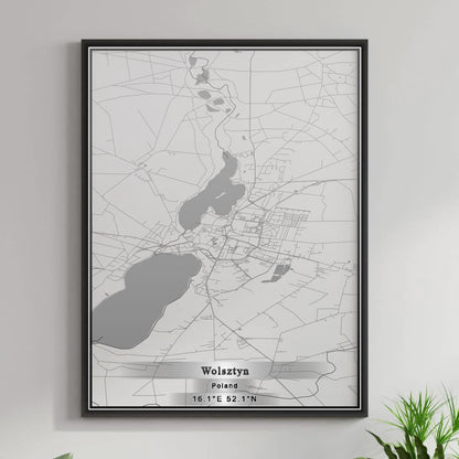 ROAD MAP OF WOLSZTYN, POLAND BY MAPBAKES