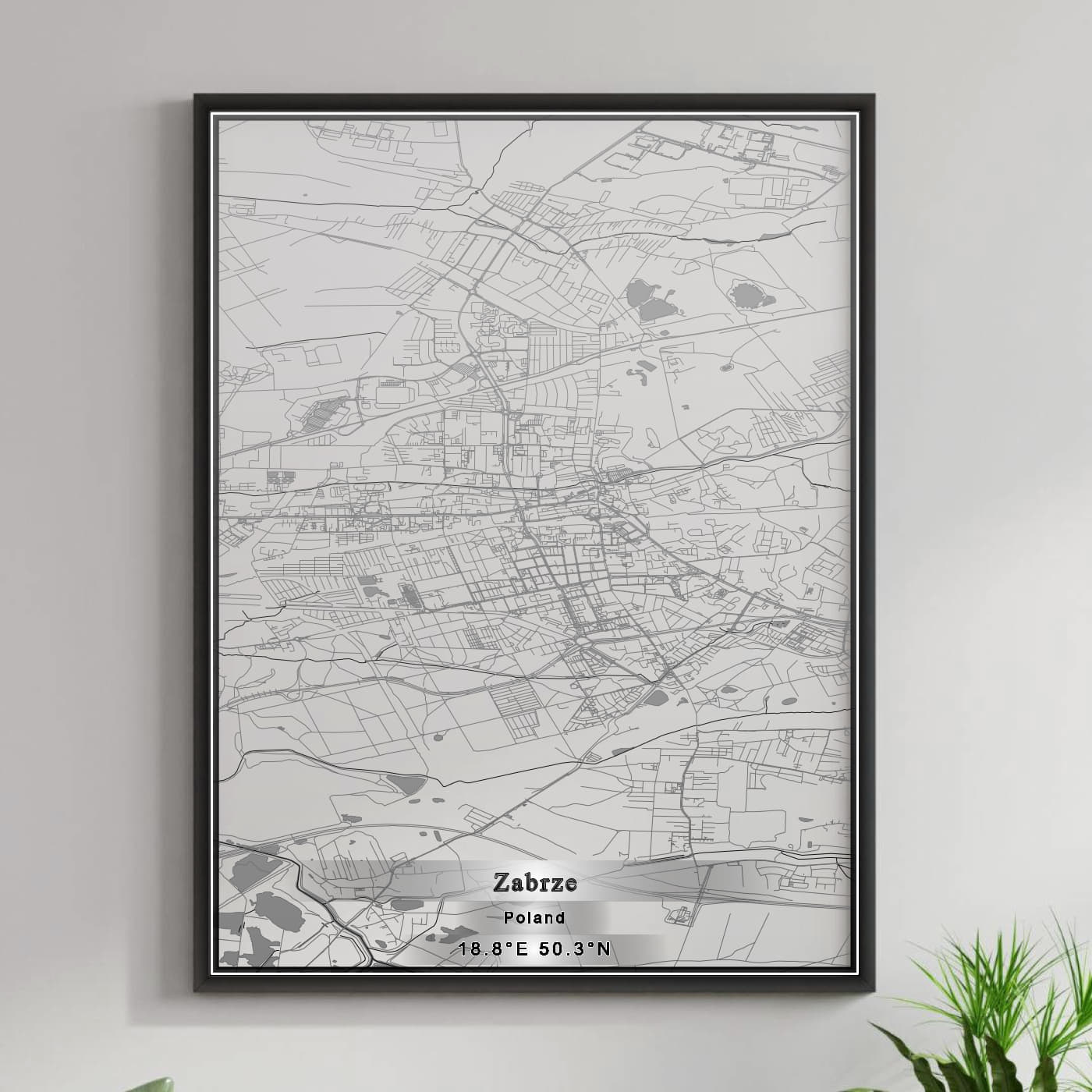 ROAD MAP OF ZABRZE, POLAND BY MAPBAKES