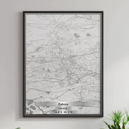 ROAD MAP OF ZABRZE, POLAND BY MAPBAKES