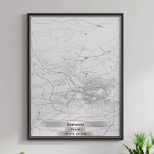 ROAD MAP OF ZAWIERCIE, POLAND BY MAPBAKES