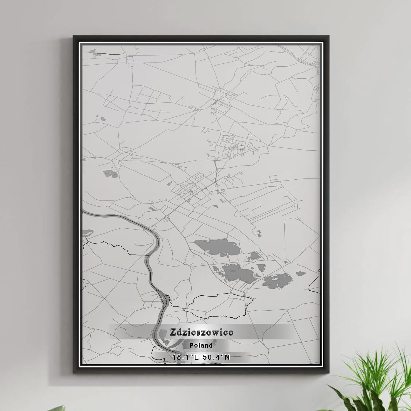 ROAD MAP OF ZDZIESZOWICE, POLAND BY MAPBAKES