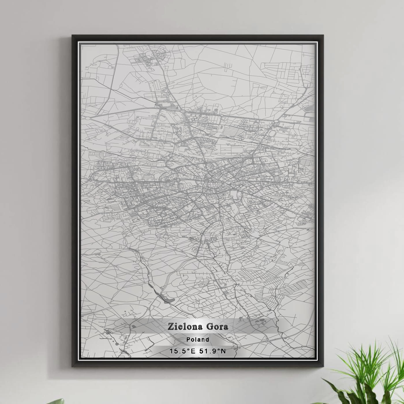 ROAD MAP OF ZIELONA GORA, POLAND BY MAPBAKES